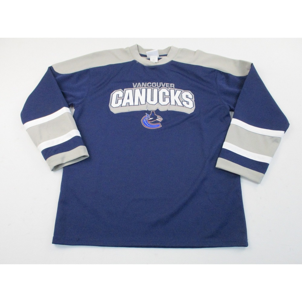 Mighty Mac NHL Jersey Men L 14/16 Blue Vancouver Canucks Hockey Long Sleeve
